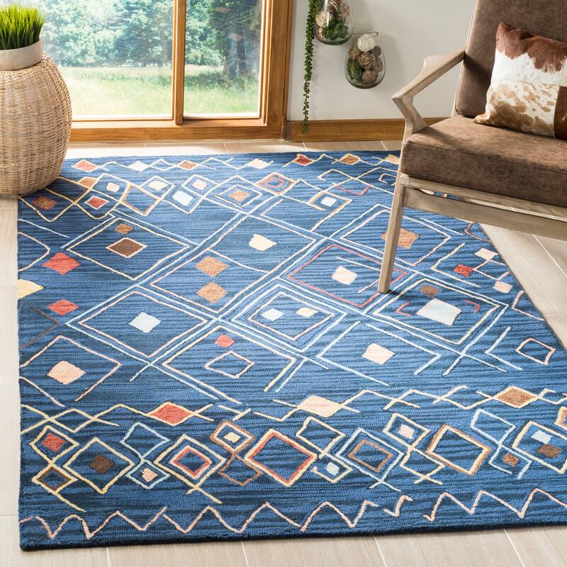 SAFAVIEH Handmade Suzani Dalmazia Boho Tribal Wool Rug - 8' x 10' - Blue/Multi