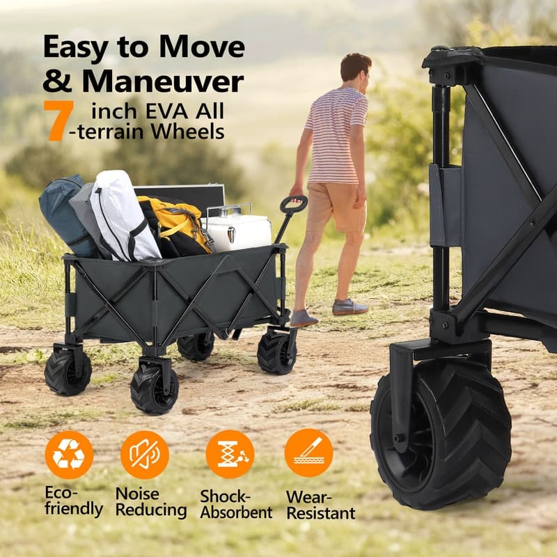 Garden Cart 220lbs Capacity Portable Collapsible Utility Wagon - N/A