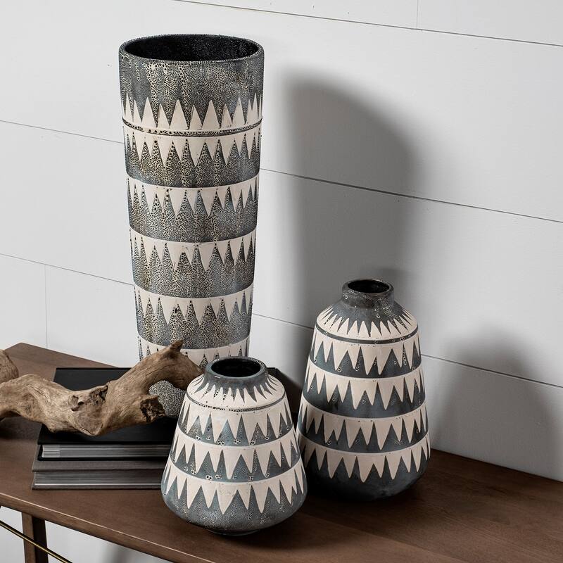 Delaney Large Gray Patterned Ceramic Vase