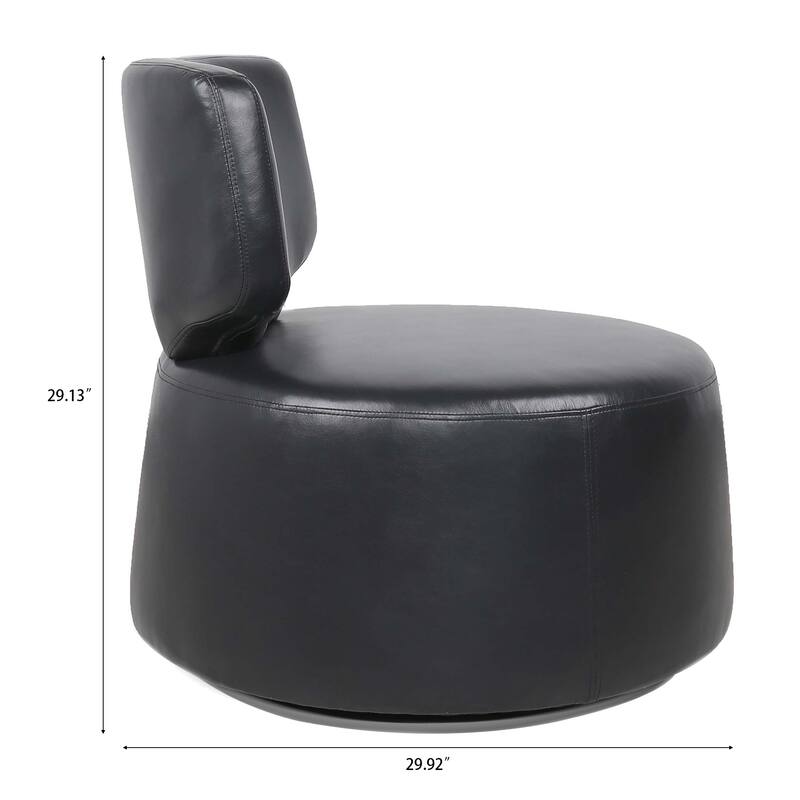 PU Swivel Barrel Chair with 360° Rotation, Solid Wood Frame, and 220lb Capacity
