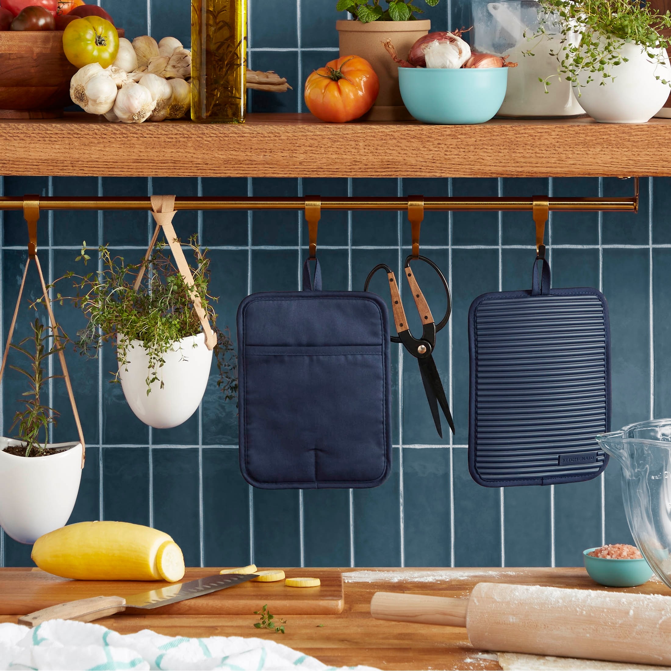 KitchenAid 7x9 Ribbed Silicone Pot Holder 2-Pack Set for Heat Protection-image