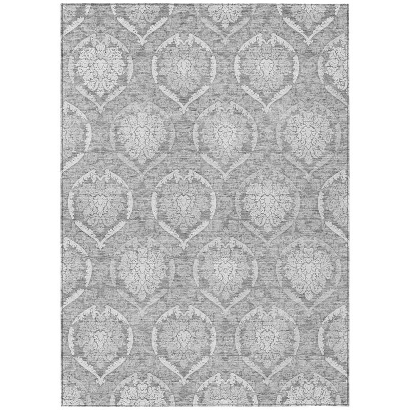 Machine Washable Indoor/ Outdoor Chantille Traditional Damask Rug