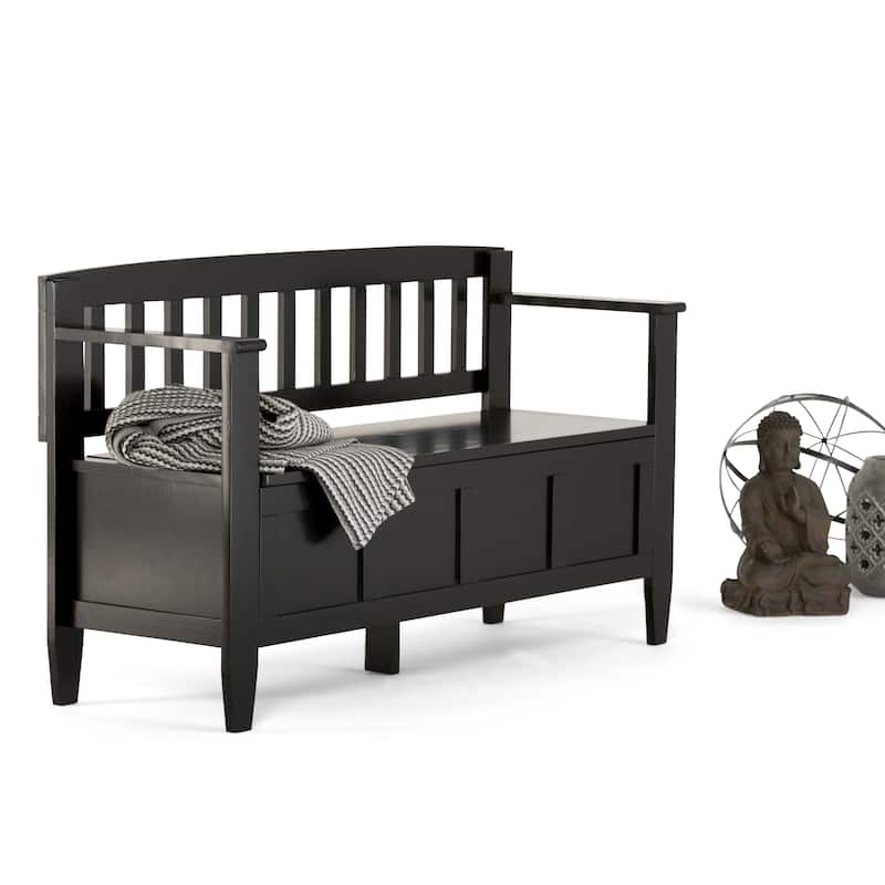 WYNDENHALL Riverside SOLID WOOD 48 inch Wide Contemporary Entryway Storage Bench - 20 inch wide - Black