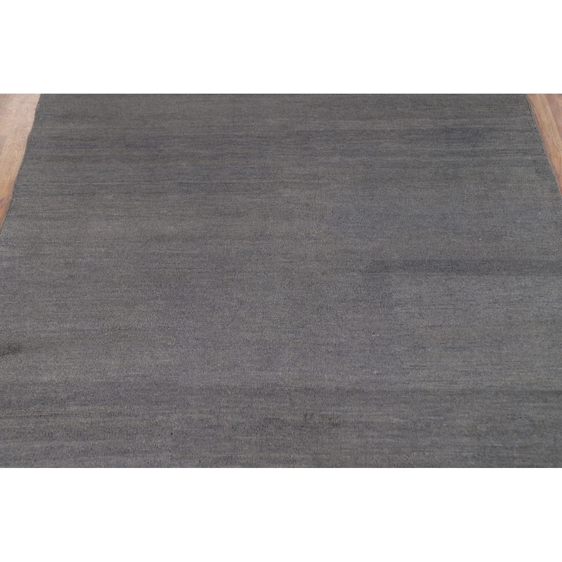 Gray Blue Gabbeh Modern Oriental Rug Hand-Knotted Wool Carpet - 5'1"x 6'4"