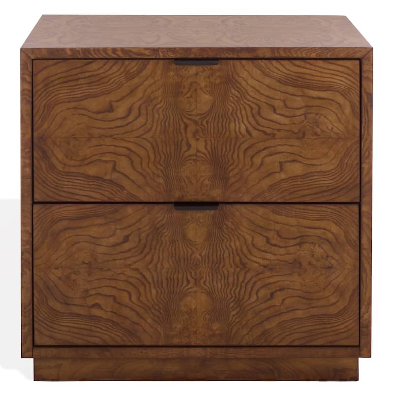 SAFAVIEH Couture Frankie Burl 2-Drawer Nightstand - Walnut Burl