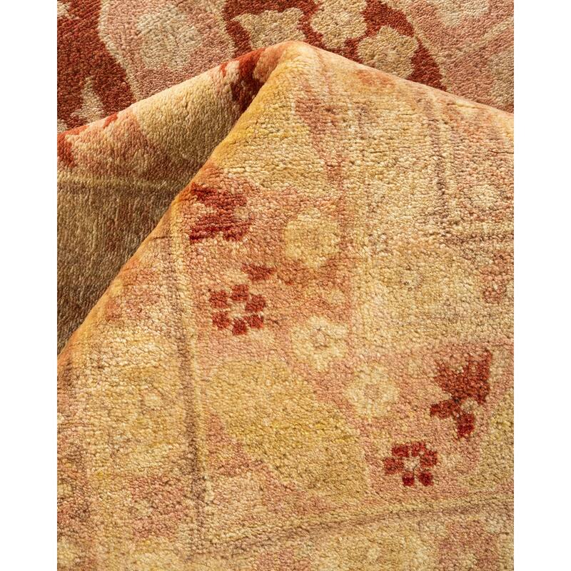 Overton Hand Knotted Wool Vintage Inspired Traditional Mogul Yellow Area Rug - 12' 6" x 15' 3"