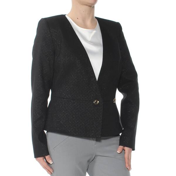 Shop Dkny Womens Black Two Button Peplu Open Cardigan Wear To Work