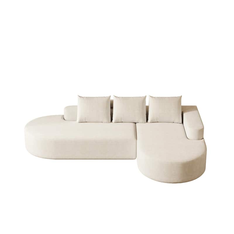 Curved Sofa ,Chenille Upholstered Sectional Sofa Couch Set,Modular L Shaped Sectional Living Room Sofa Set With 3 Pillows