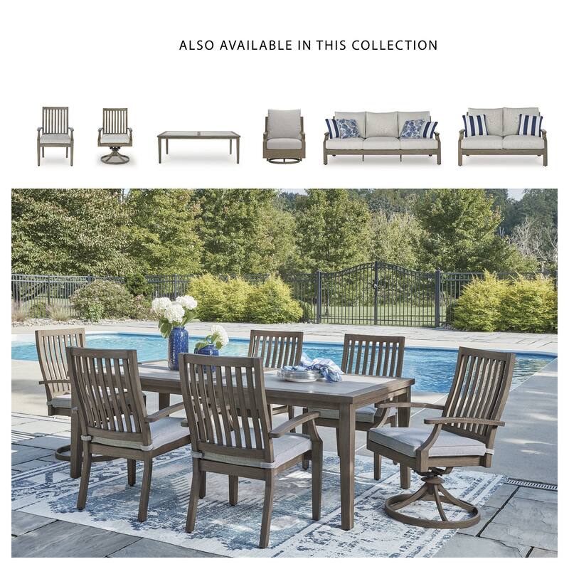 Signature Design by Ashley Rainier Ranch Brown/Beige Outdoor Swivel Chair with Cushion (Set of 2) - 24.63" W x 26.5" D x 39" H