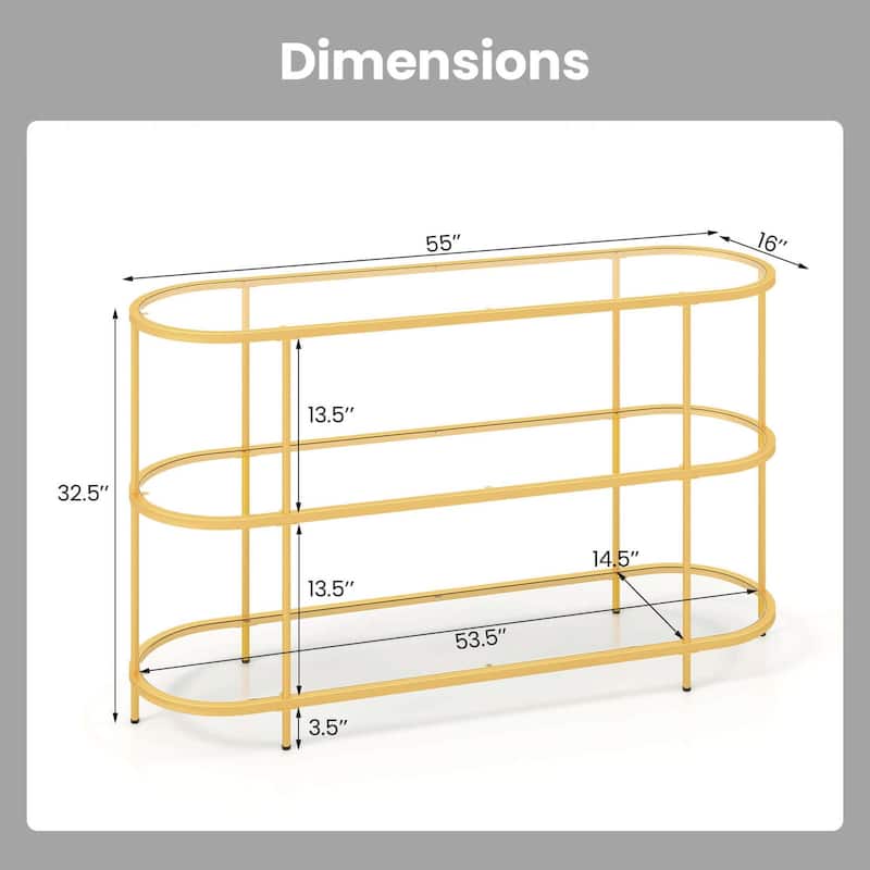 Costway 3-Tier TV Stand for TVs up to 65" with Tempered Glass Shelves - See Details