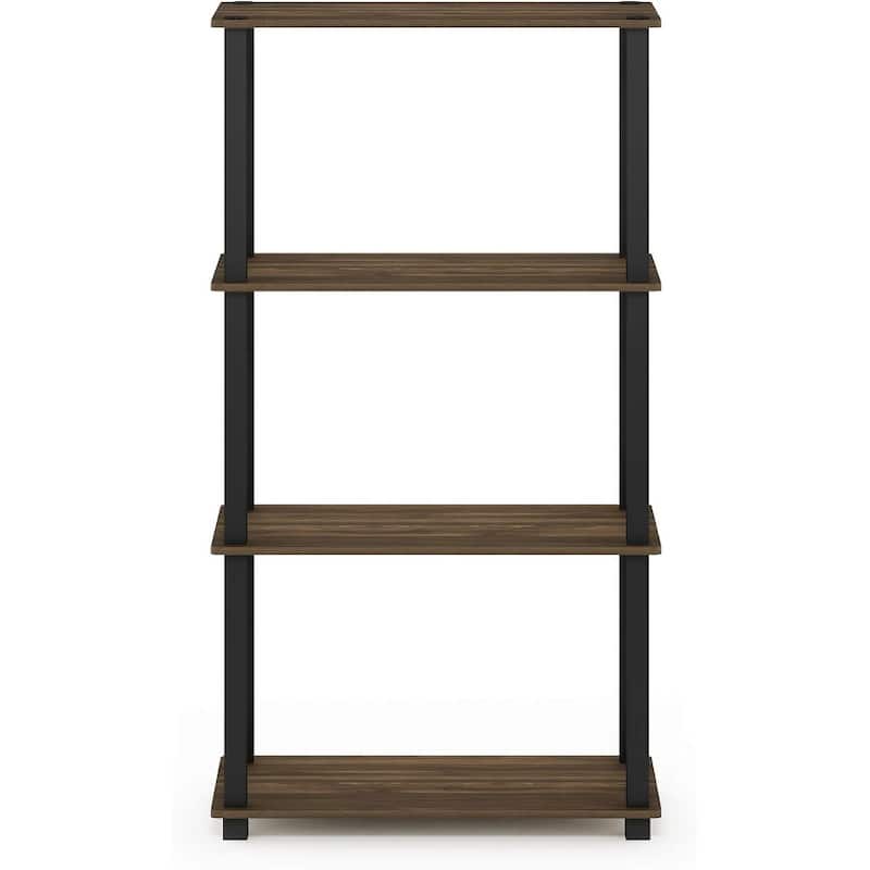 4 Tiers Wood Household Shelving Unit in Walnut/Black (23.58 in. W x 43.27 in. H x 11.61 in. D) - 23.58