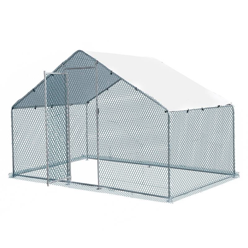 Large 6.5 x 10 ft Metal Chicken Coop, Waterproof Cage for Backyard