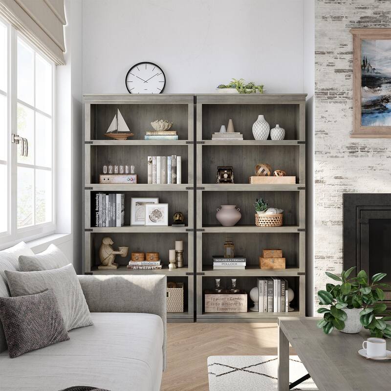 Farmhouse 5-Tier Bookcase for Home Office/Living Room