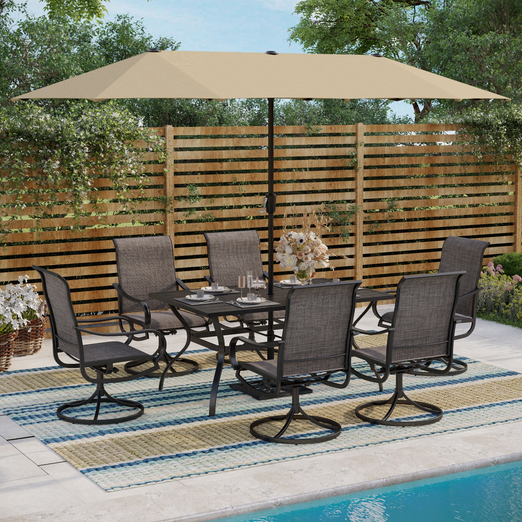 Umbrella chair table sale set