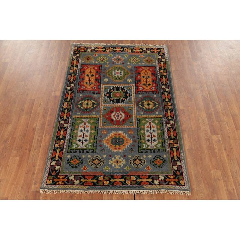 All-Over Geometric Oushak Oriental Area Rug Handmade Wool Carpet - 3'11"x 5'11"