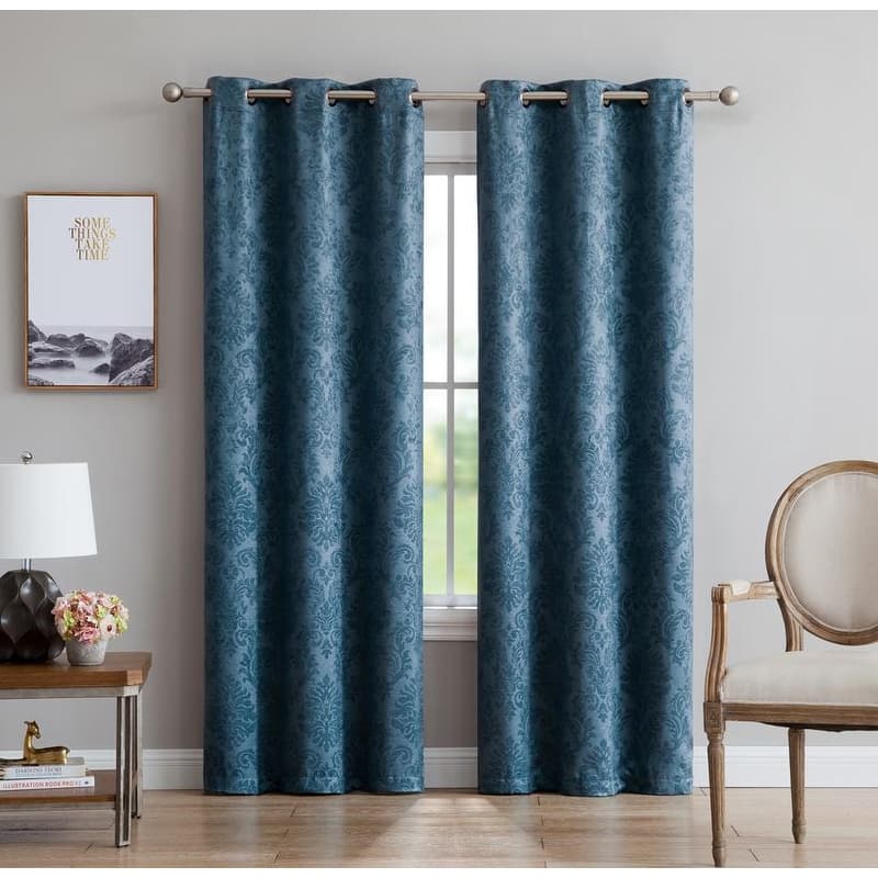 Gracewood Hollow Plakalo Embossed Thermal-weaved Blackout Grommet Drapery Curtains - 38" W x 84" L - Teal