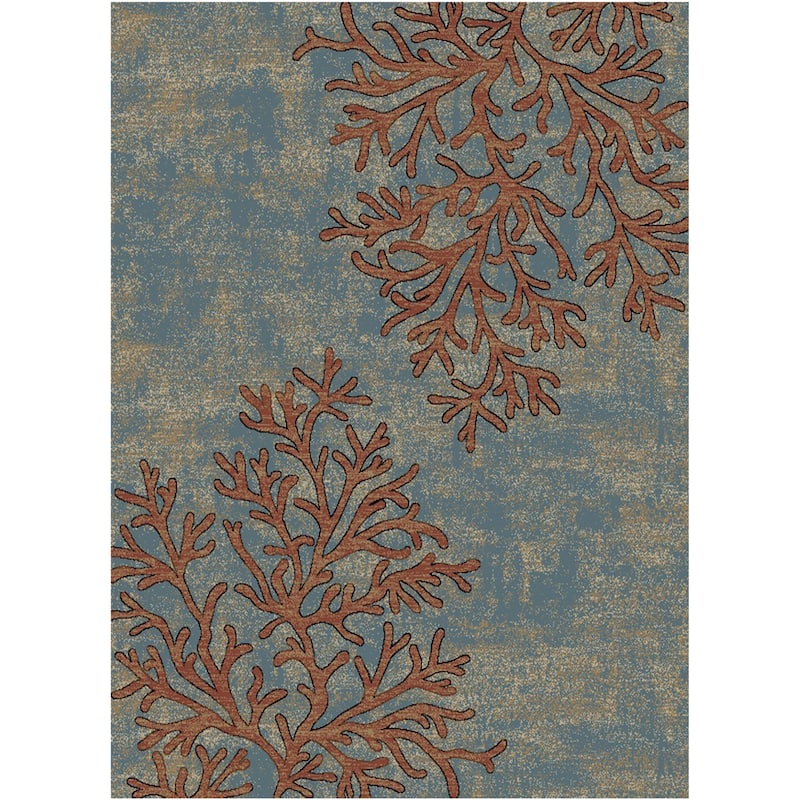 American Destination Coral Springs Blue Coastal Rug - 2'3"x3'3"