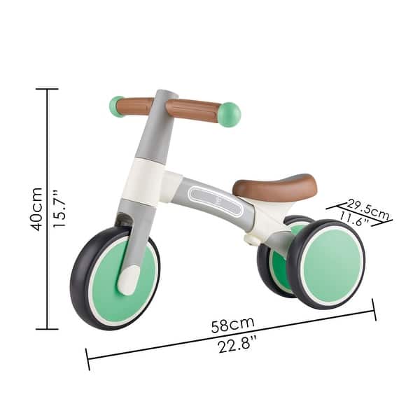 Hape: First Ride Balance Bike W/ 3 Wheels & Adjustable Position, Light Green