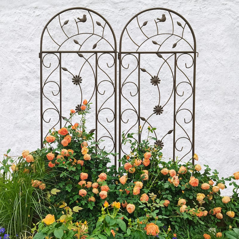 4 Pack Metal Garden Trellis 86.7" x 19.7" Rustproof Trellis for Climbing Plants Outdoor Flower Support Brown