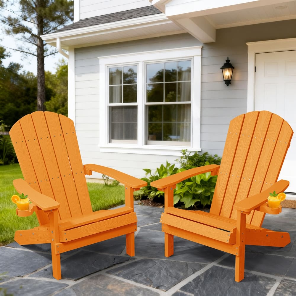 WINSOON All Weather HIPS Outdoor Plastic Adirondack Chairs Set of 2