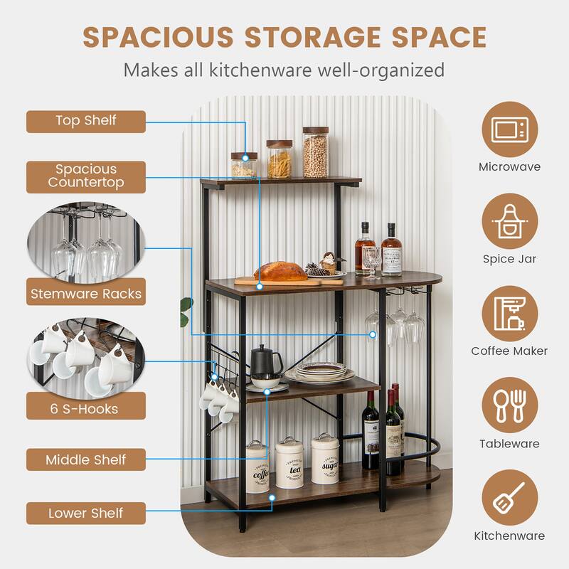 Costway Kitchen Bakers Rack Microwave Stand Coffee Bar - See Details