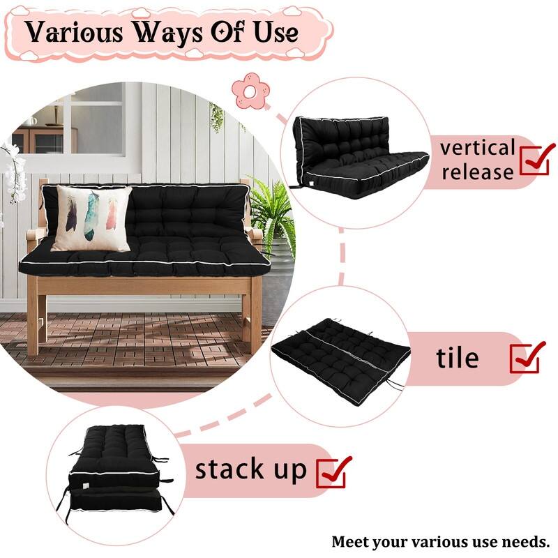 Porch Swing Replacement Cushion, 55in Outdoor Bench Cushions with Backrest Thicken 4"