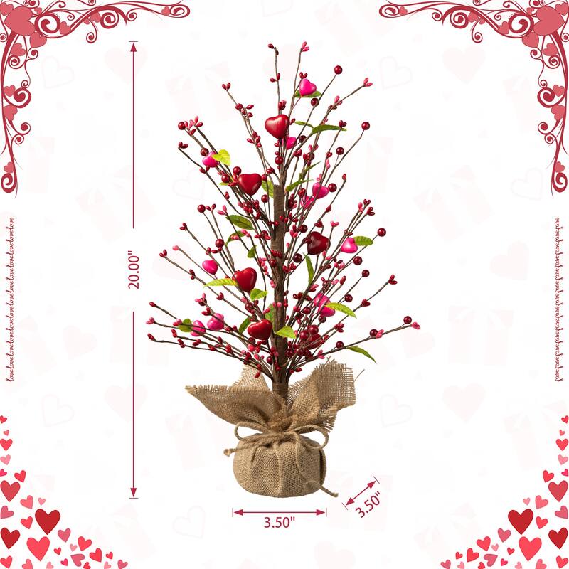 Glitzhome Heart Berry & Fleur-de-Lis Tree Valentine's & Mardi Gras Tree