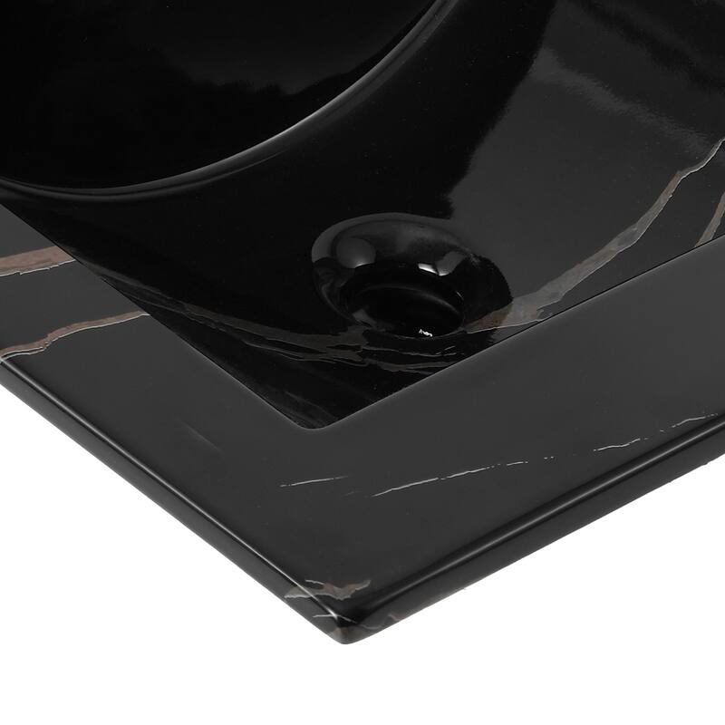 Aubert 3-Hole Classic Contemporary Rectangular Ceramic Single Sink Basin Vanity Top, by JONATHAN Y