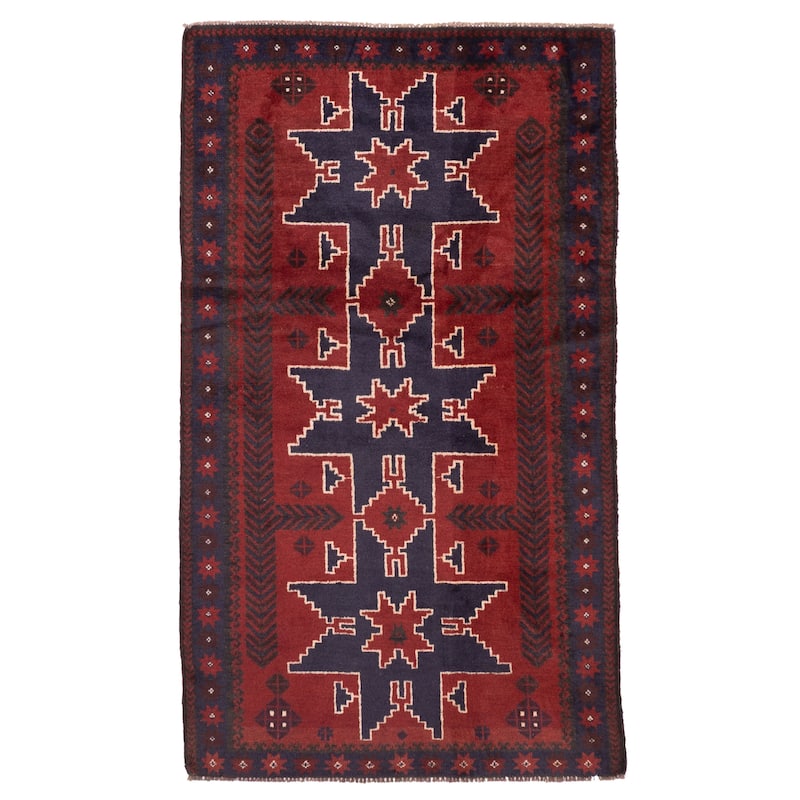 ECARPETGALLERY Hand-knotted Teimani Red Wool Rug - 3'7 x 6'4