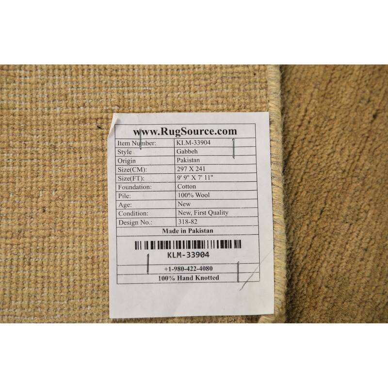 Gabbeh Oriental Area Rug Hand-Knotted Tribal Wool Carpet - 7'11" x 9'9"