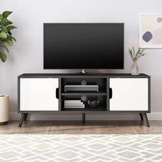 Peermont Mid-Century Modern TV Stand with 2 Doors and 2 Shelves by Christopher Knight Home - 47.25" W x 15.50" D x 18.50" H