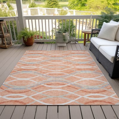 Machine Washable Indoor/ Outdoor Chantille Contemporary Deco Rug