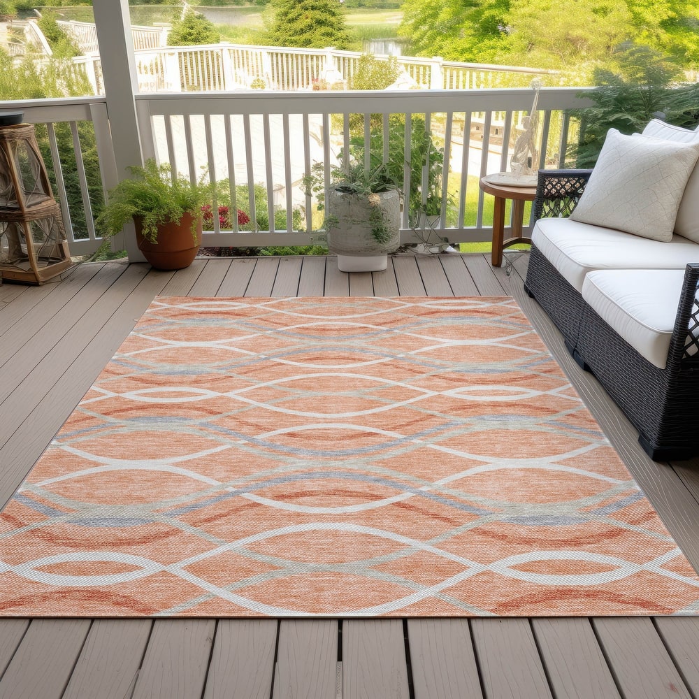 Machine Washable Indoor/ Outdoor Chantille Contemporary Deco Rug