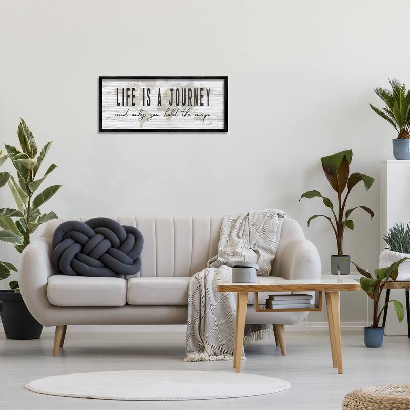 Stupell Life Is a Journey Rustic World Map Framed Wall Art, Design by Cindy Jacobs - Grey