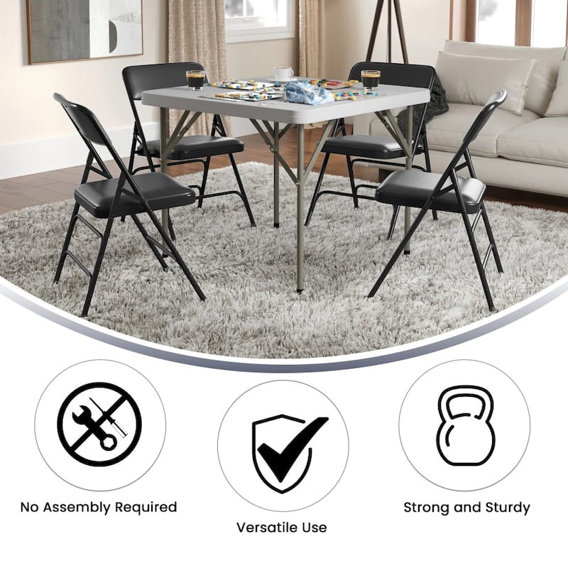 Set of 2 Metal Folding Chairs with Padded Seats