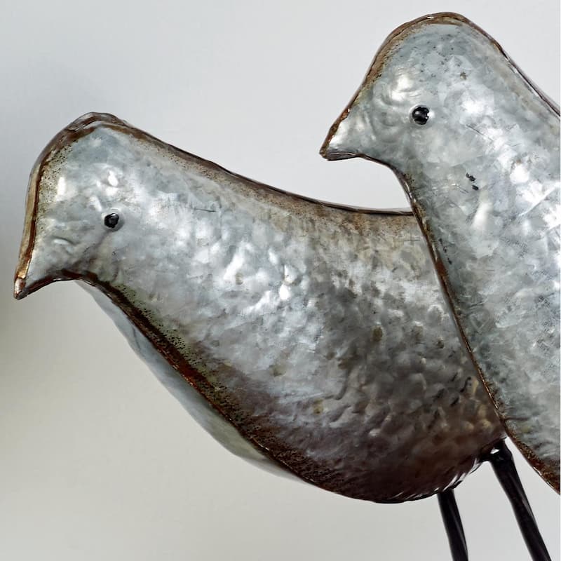 Metal Bird Sculpture - Set of 2 Gray - Roche River Decor