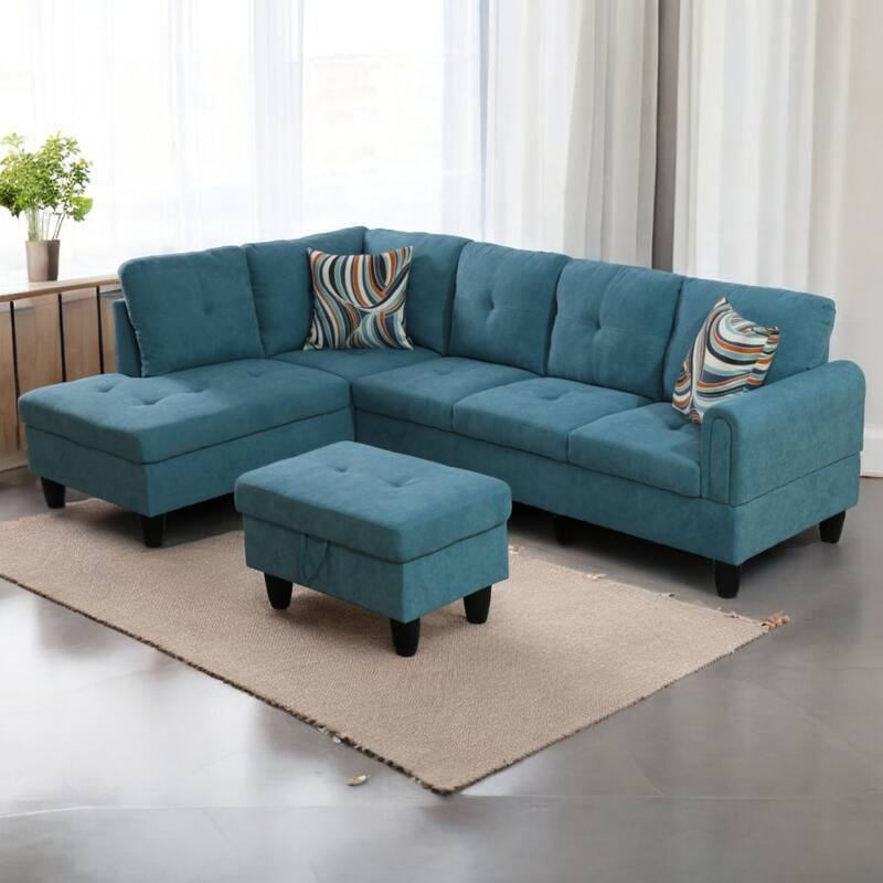 KISRAIS 97" Wide 3-Piece Upholstered Sectional Sofa Set for Small Spaces