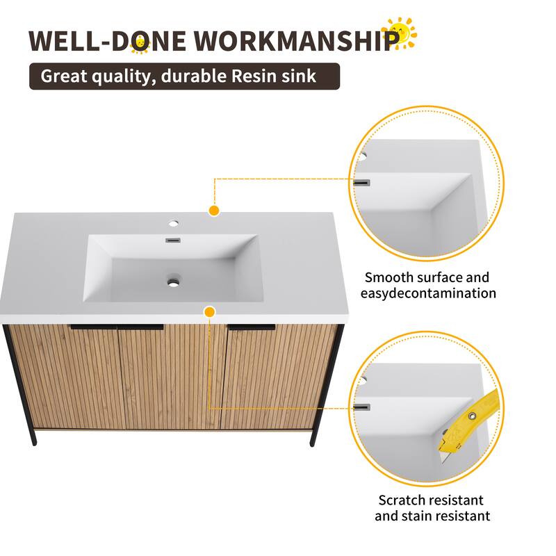 Beingnext 24"/30"/36"/48"/60" Bathroom Vanity with Sink, Freestanding Bathroom Vanity with Soft Close Door and Shelf