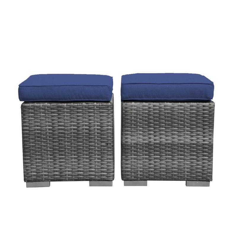 Outdoor Patio Rattan Ottoman Set (Set of 2)