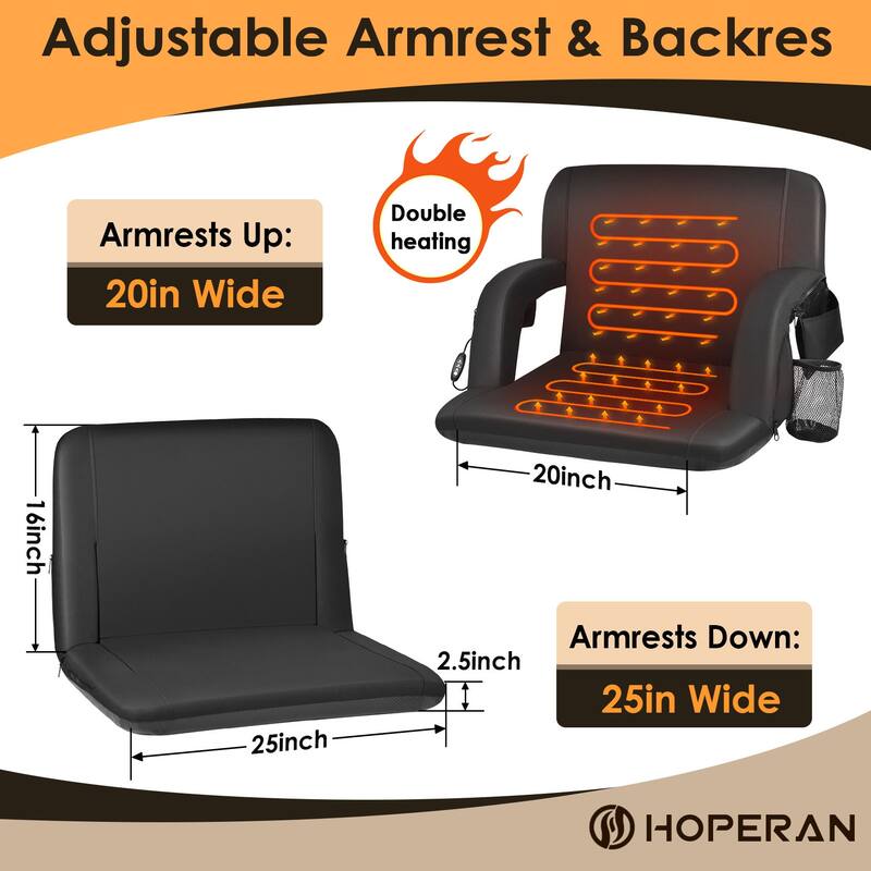 25 Inch Heated Stadium Seats for Bleachers Portable Bleacher Seat Foldable Stadium Chair