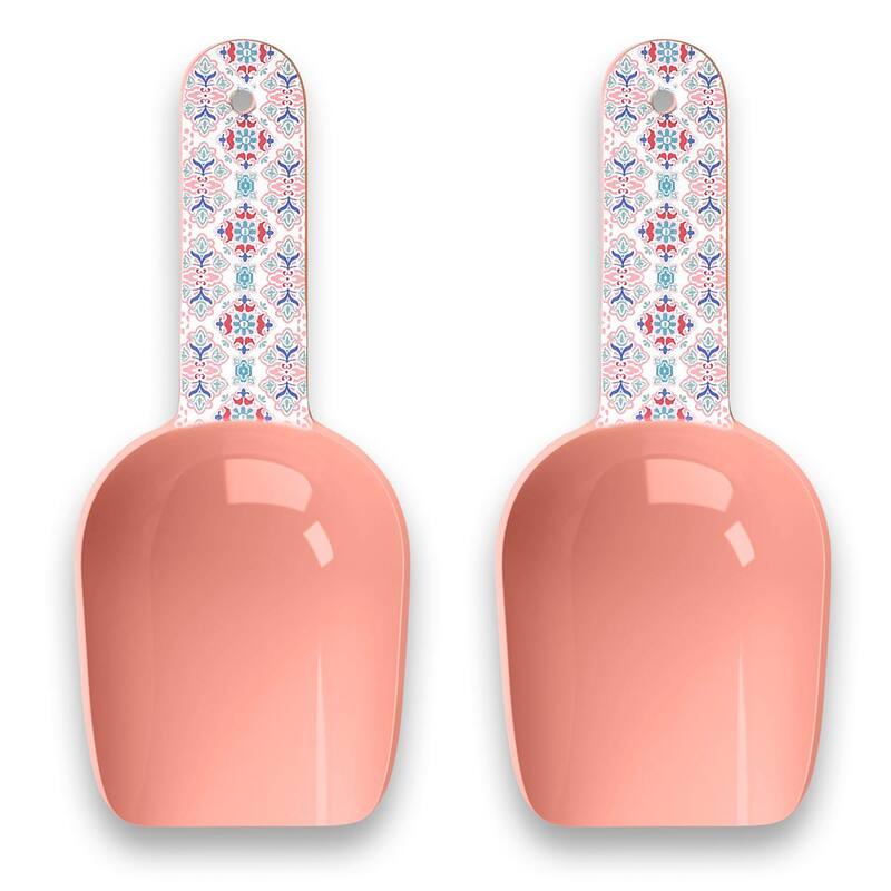Abode Homewares Flower Fields Melamine Pet Food Scoop - 2 Cups - Pink - Set of 2 - Pink