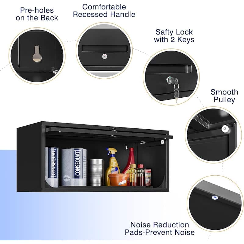 Metal Garage Wall Cabinet with Doors and Shelves, Tool Storage Cabinet for Garage, Kitchen