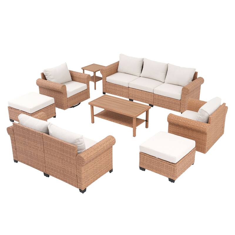 8-Piece Outdoor Conversation Set with Swivel Chairs