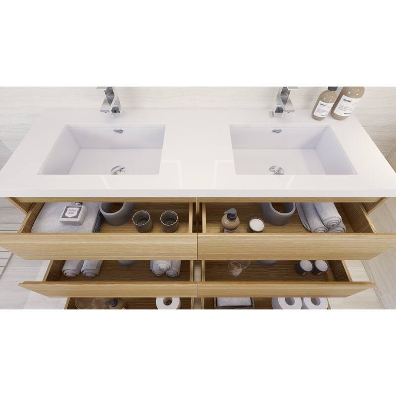 Aron 60'' Freestanding Vanity with Double Reinforced Acrylic Sink