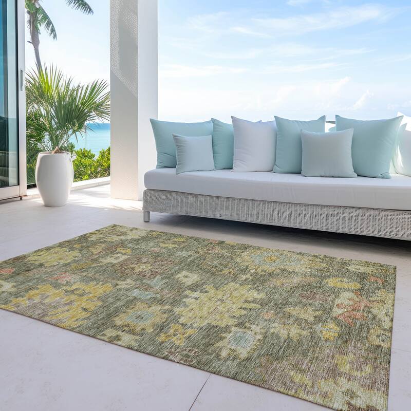 Machine Washable Indoor/ Outdoor Vintage Traditional Chantille Rug