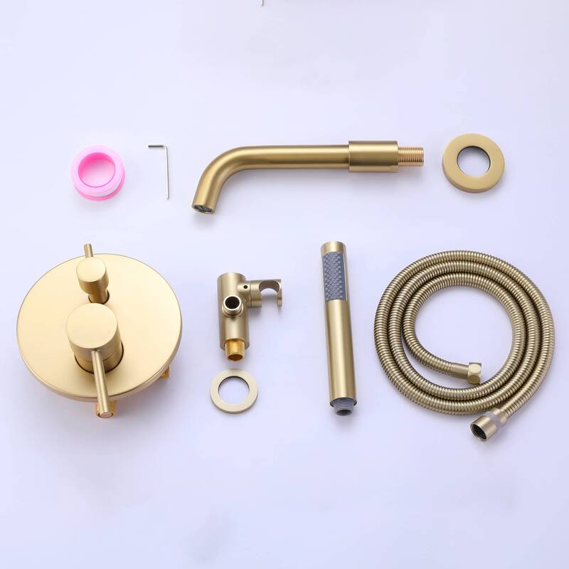 Wall Mount Tub Faucet With Hand Shower Single Handle Bathroom Roman Bathtub Faucets Modern Tub Filler With Handheld Shower