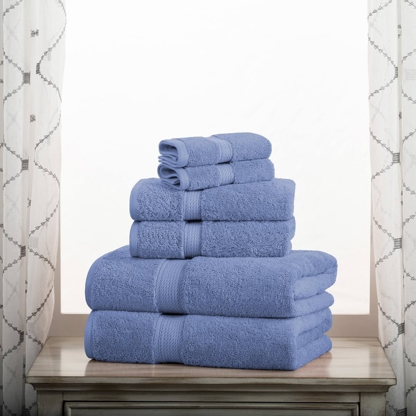 Superior Egyptian Cotton Pile Heavyweight 6-Piece Towel Set - 6-Piece Set - Denim Blue