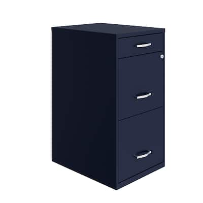 Space Solutions 18" Deep 3 Drawer Metal File Cabinet, Navy