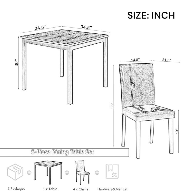 KISRAIS 5 Piece Counter Height Dining Set