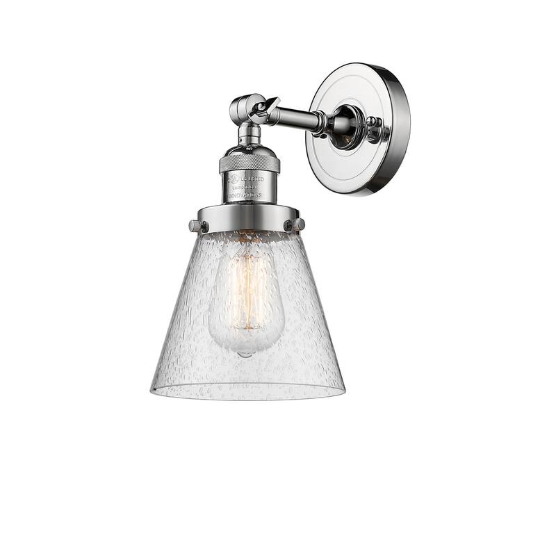 Innovations Lighting Small Cone Single Light 10" Tall Bathroom Sconce - Polished Chrome / Seedy